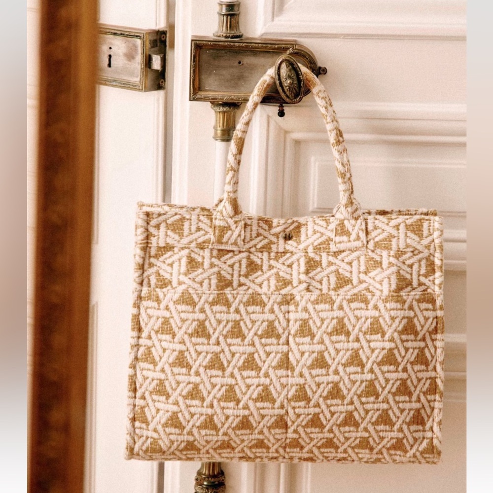 SEZANE - Jacquard hand tote - Ocre multi - NWT